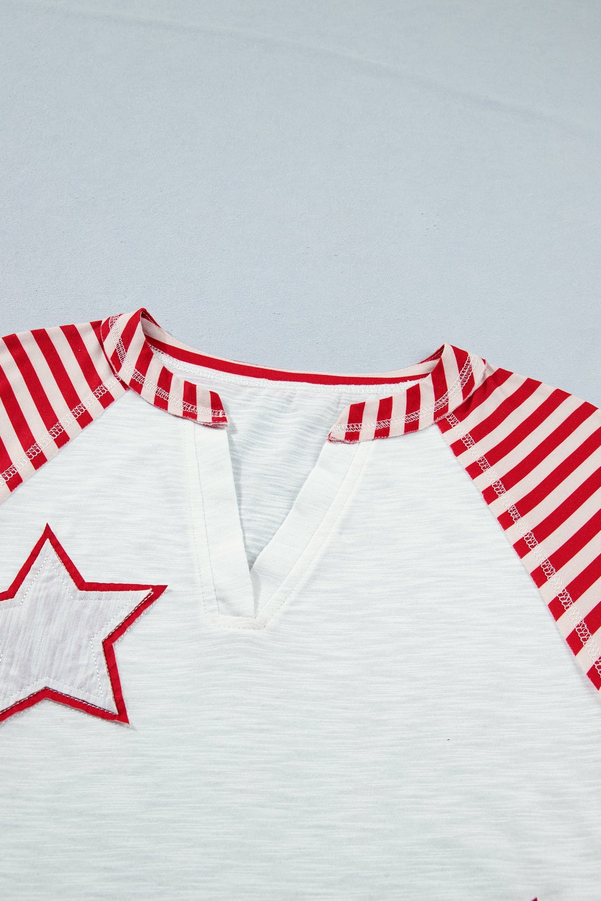 USA Flag Star Patchwork Short Sleeve Top