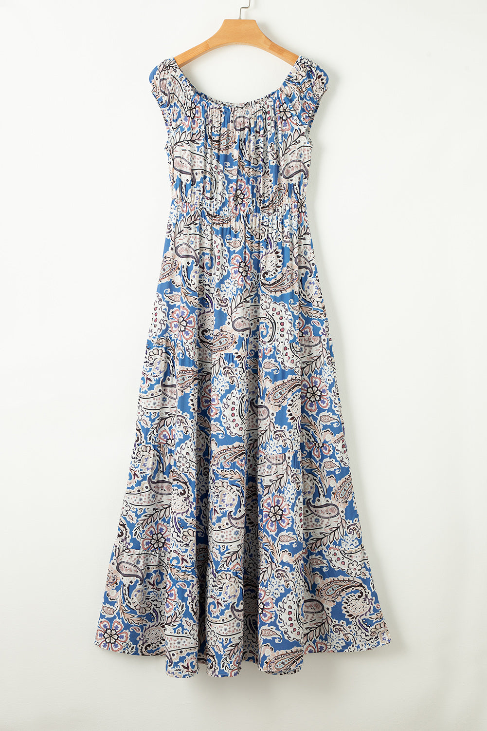 Boho Paisley Off-Shoulder Maxi Dress