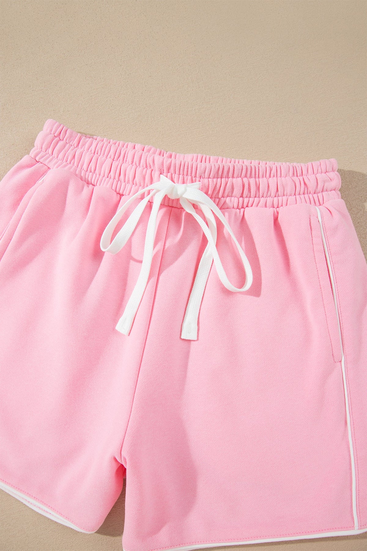 Contrast Trim Long Sleeve Pullover & Shorts Set