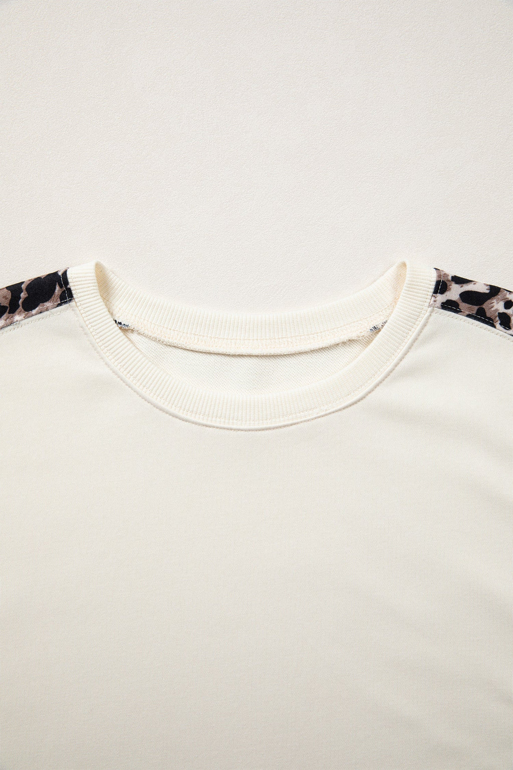 Leopard Patchwork Uneven Hem Short Sleeve Top