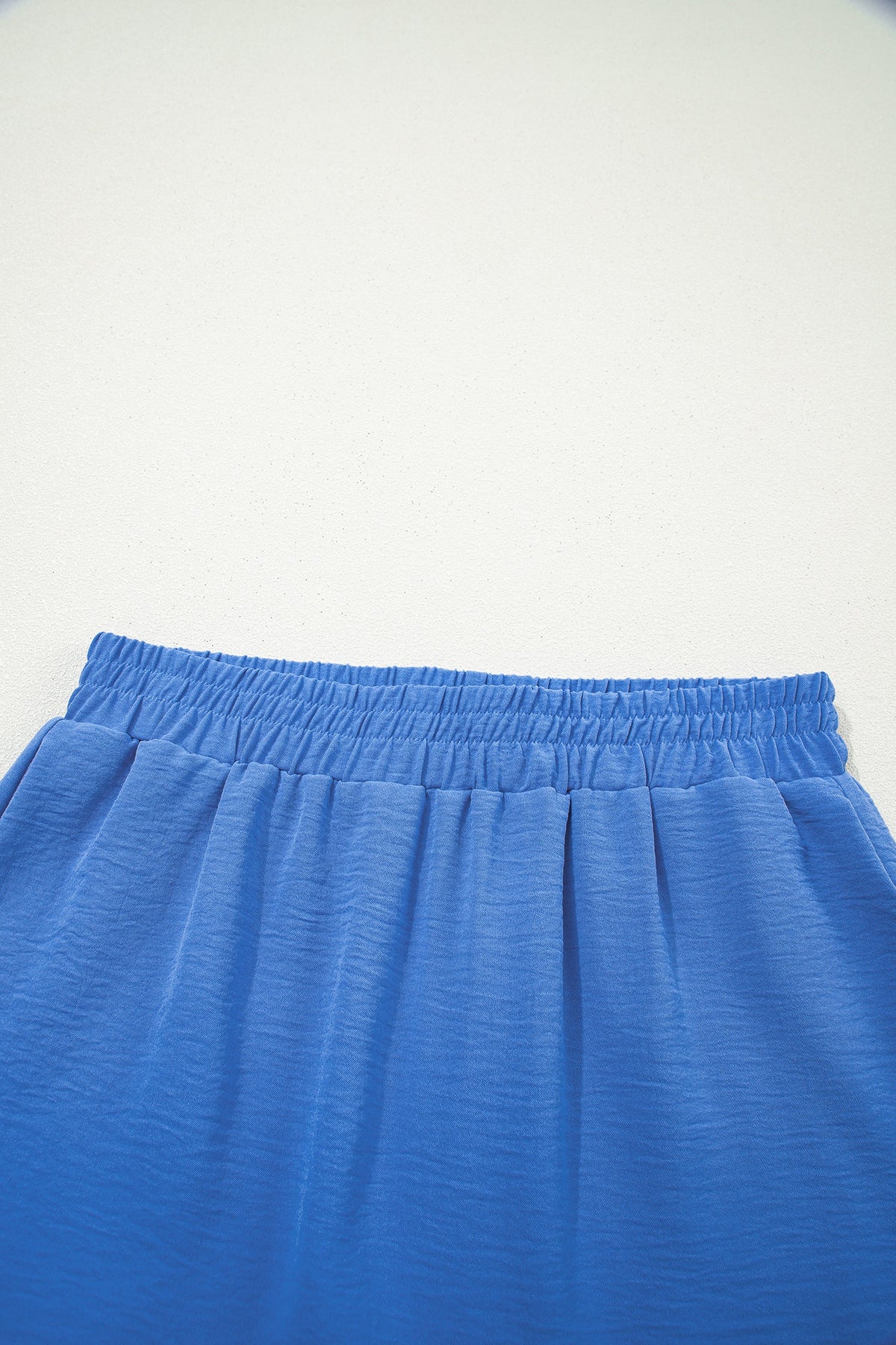 Solid Crinkle Textured Elastic Waist Skort