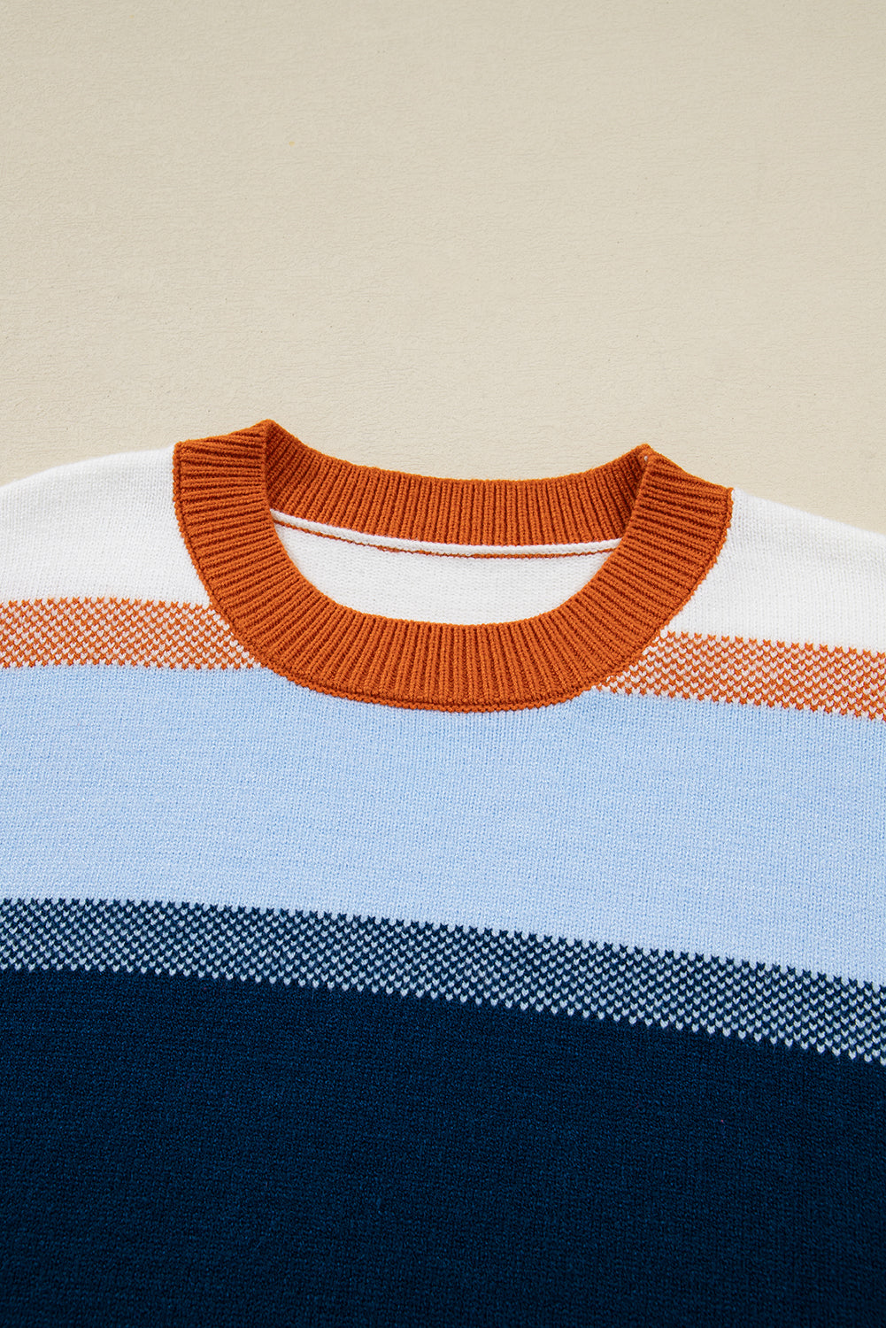 Colorblock Round Neck Long Sleeve Sweater