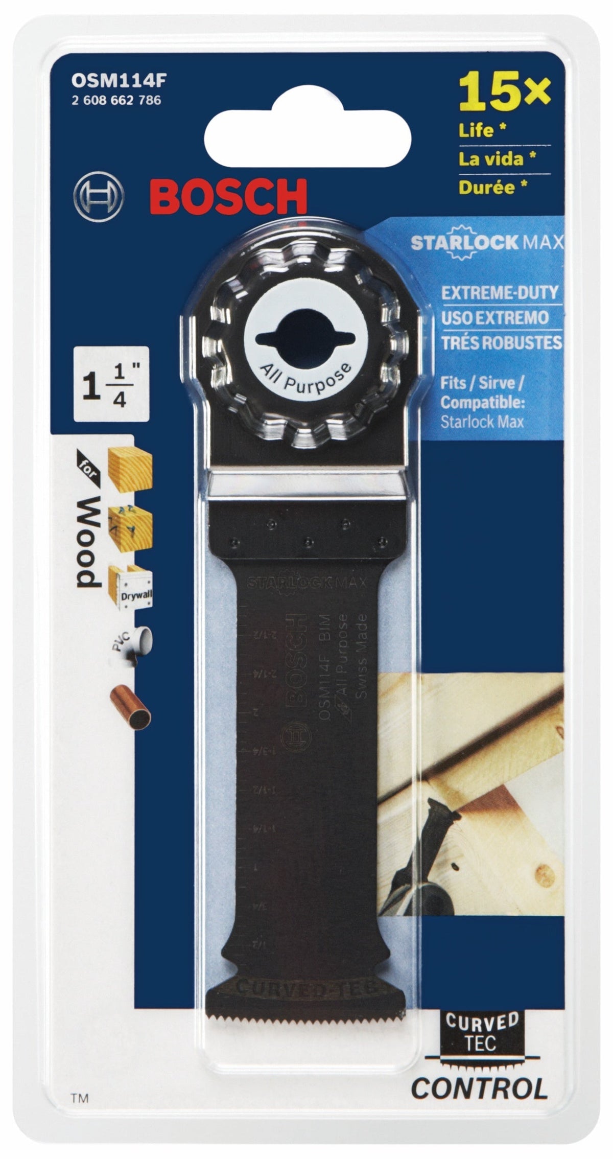 BOSCH OSM114F 1-1/4 In. StarlockMax® Oscillating Multi Tool Bi-Metal Plunge Cut Blade
