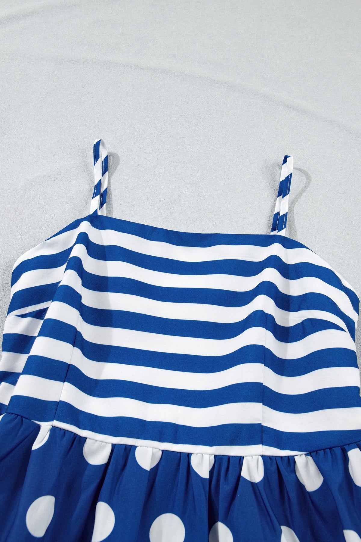 Stripe Polka Dot Patchwork High Waist Maxi Dress