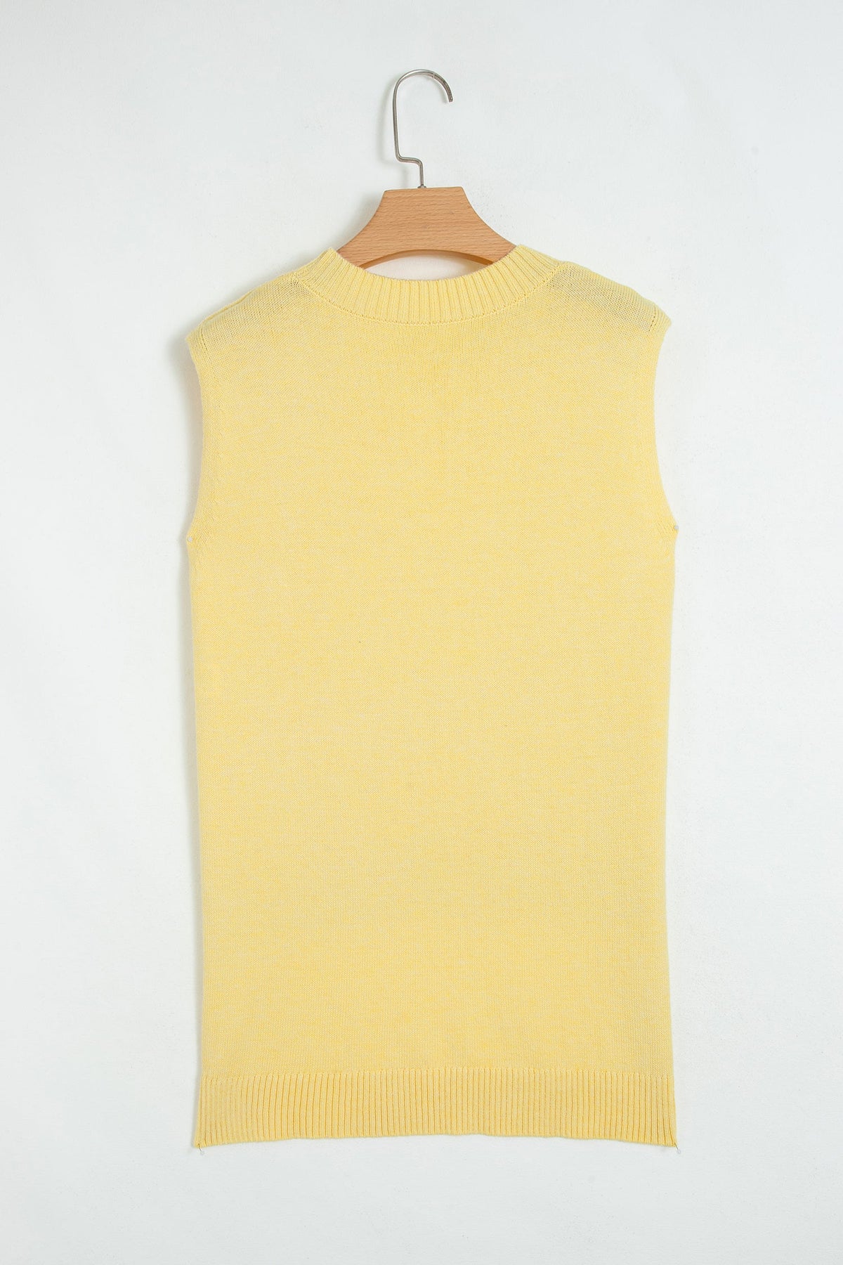 Solid Side Slit Sleeveless Sweater Top