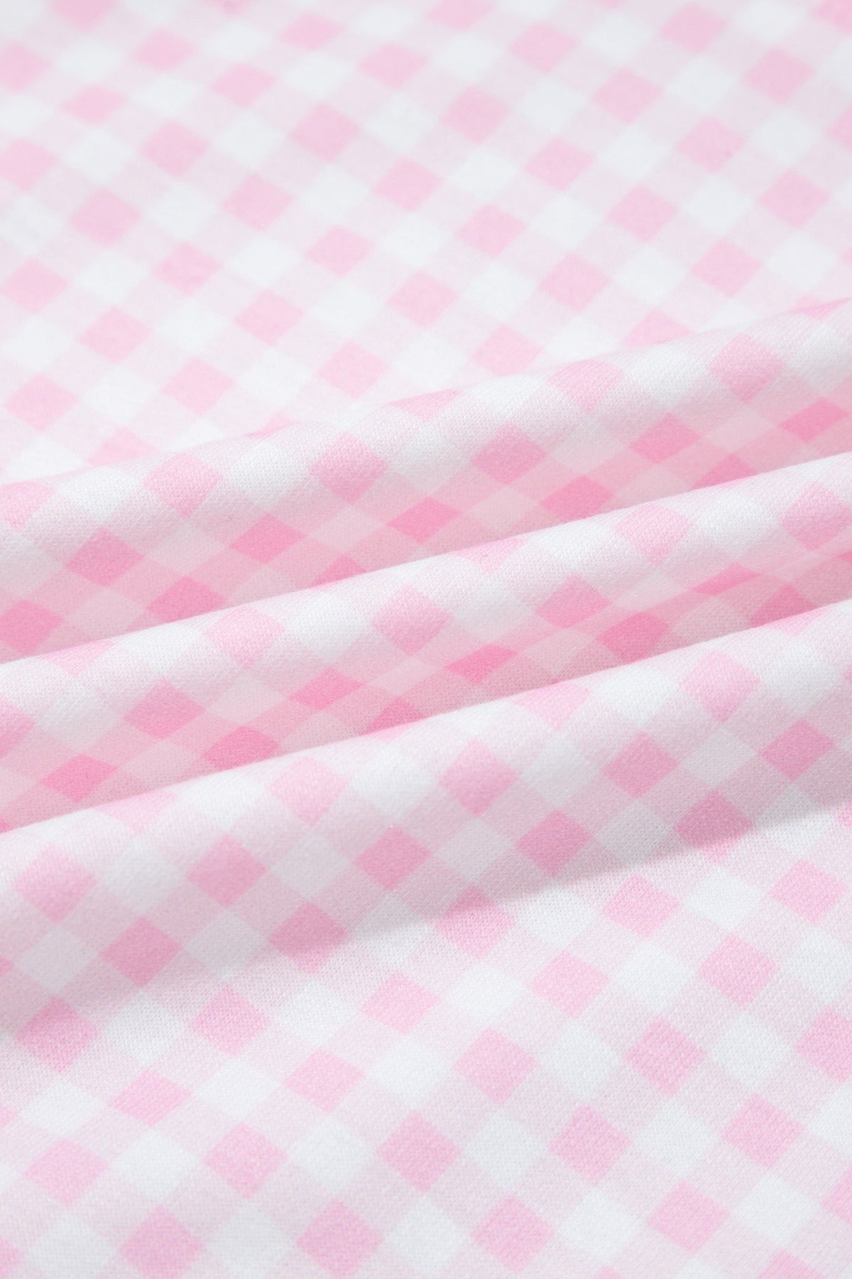 Gingham Half Zip Top & Elastic Waist Shorts Set