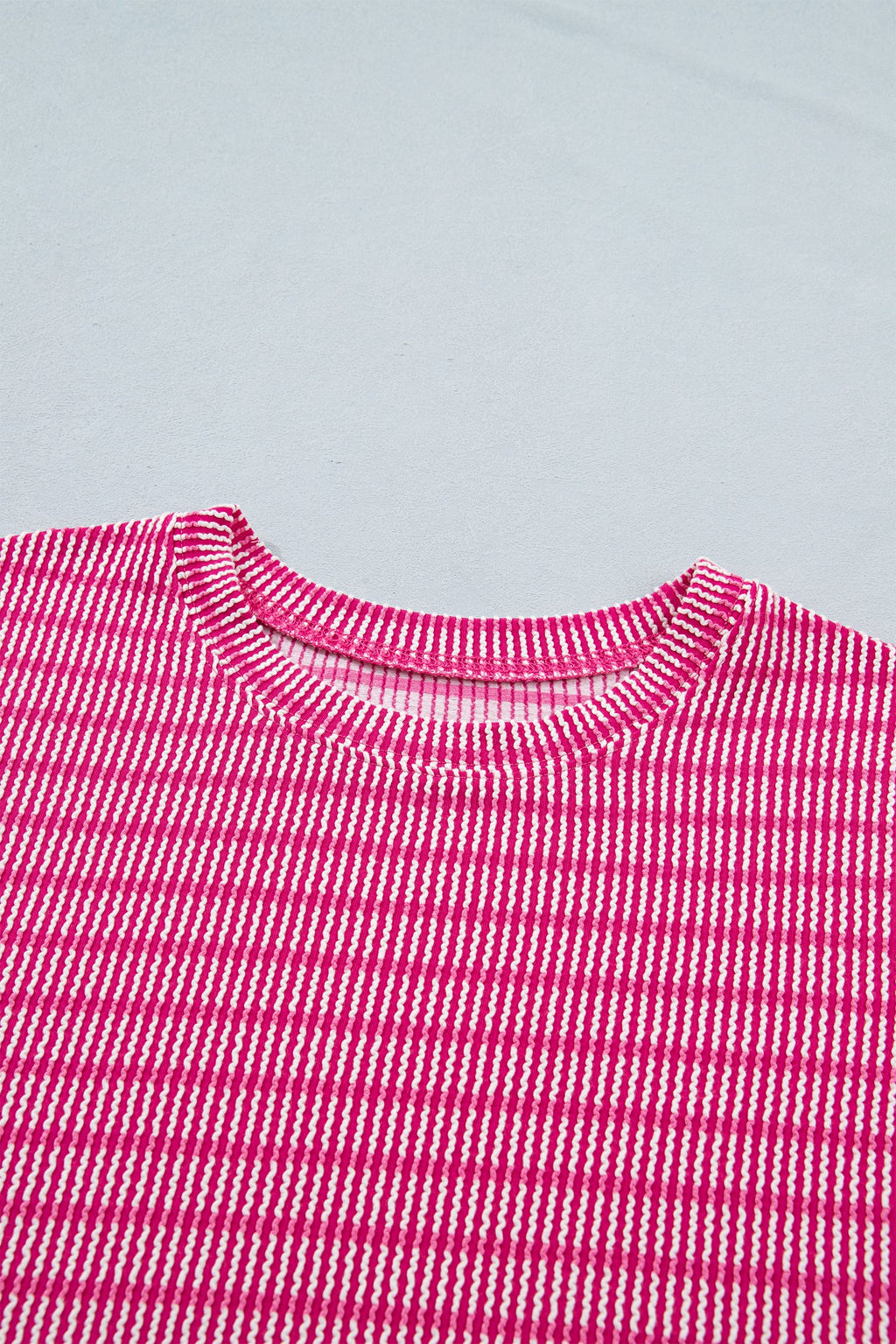 Stripe Corded Knit Tee & Drawstring Short Set