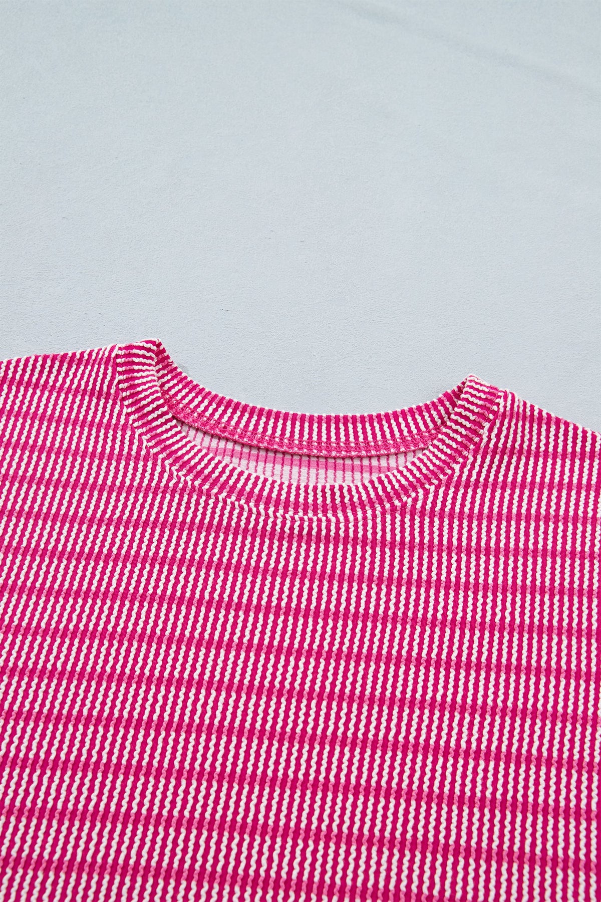 Stripe Corded Knit Tee & Drawstring Short Set