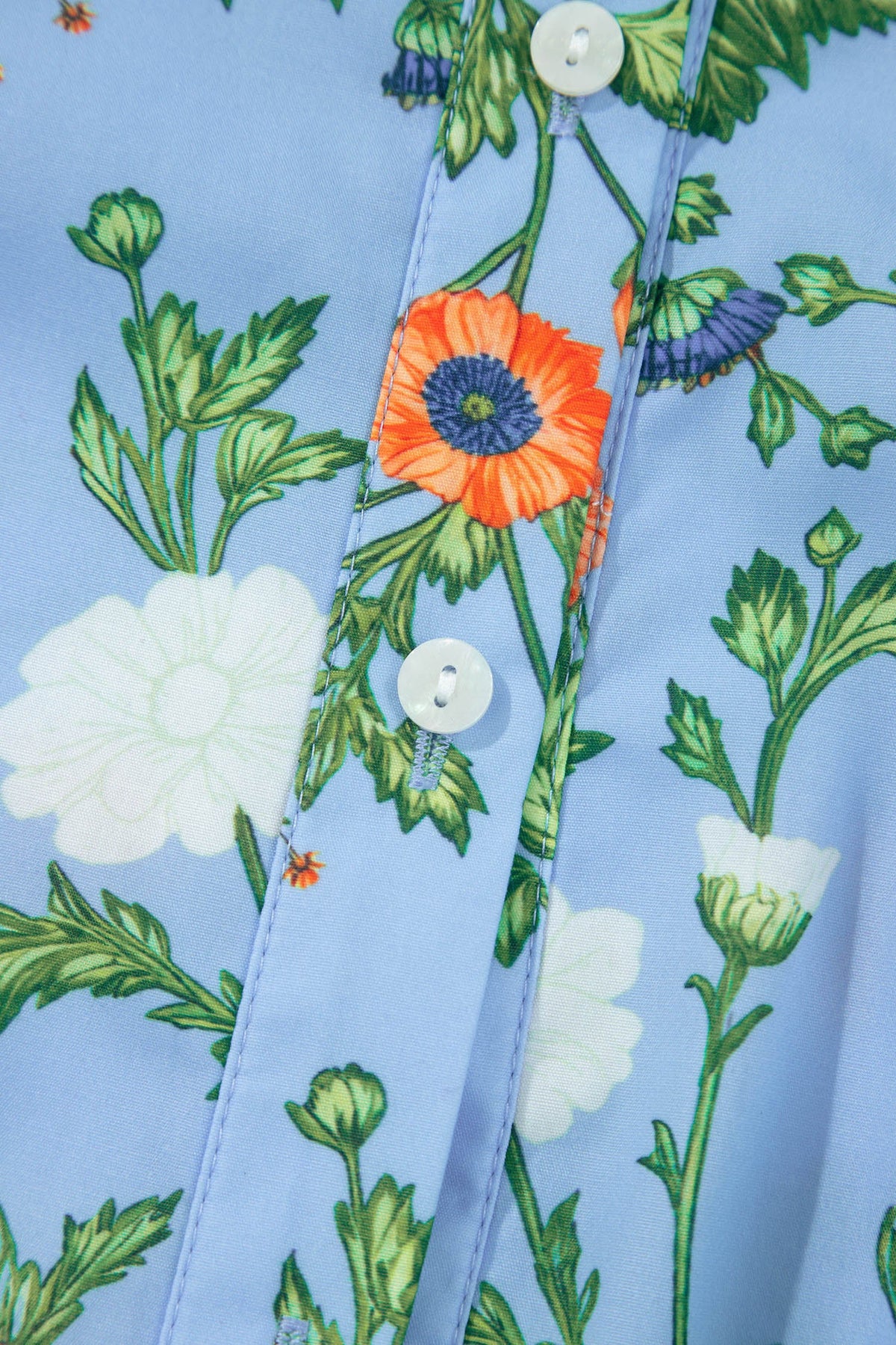 Floral 3/4 Sleeve Button Down Collared Blouse