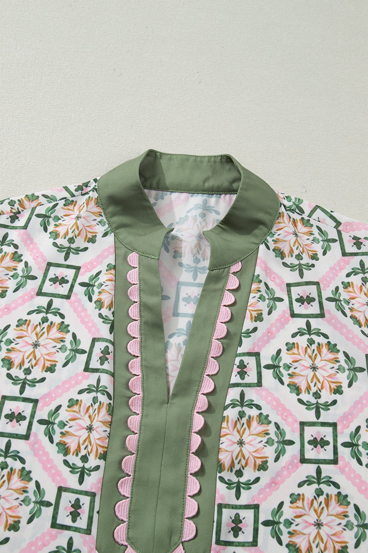 Boho Geometric Flower Short Sleeve Mini Dress