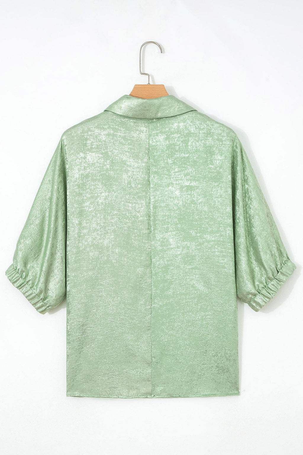 Metallic Collared V-Neck 3/4 Sleeve Top