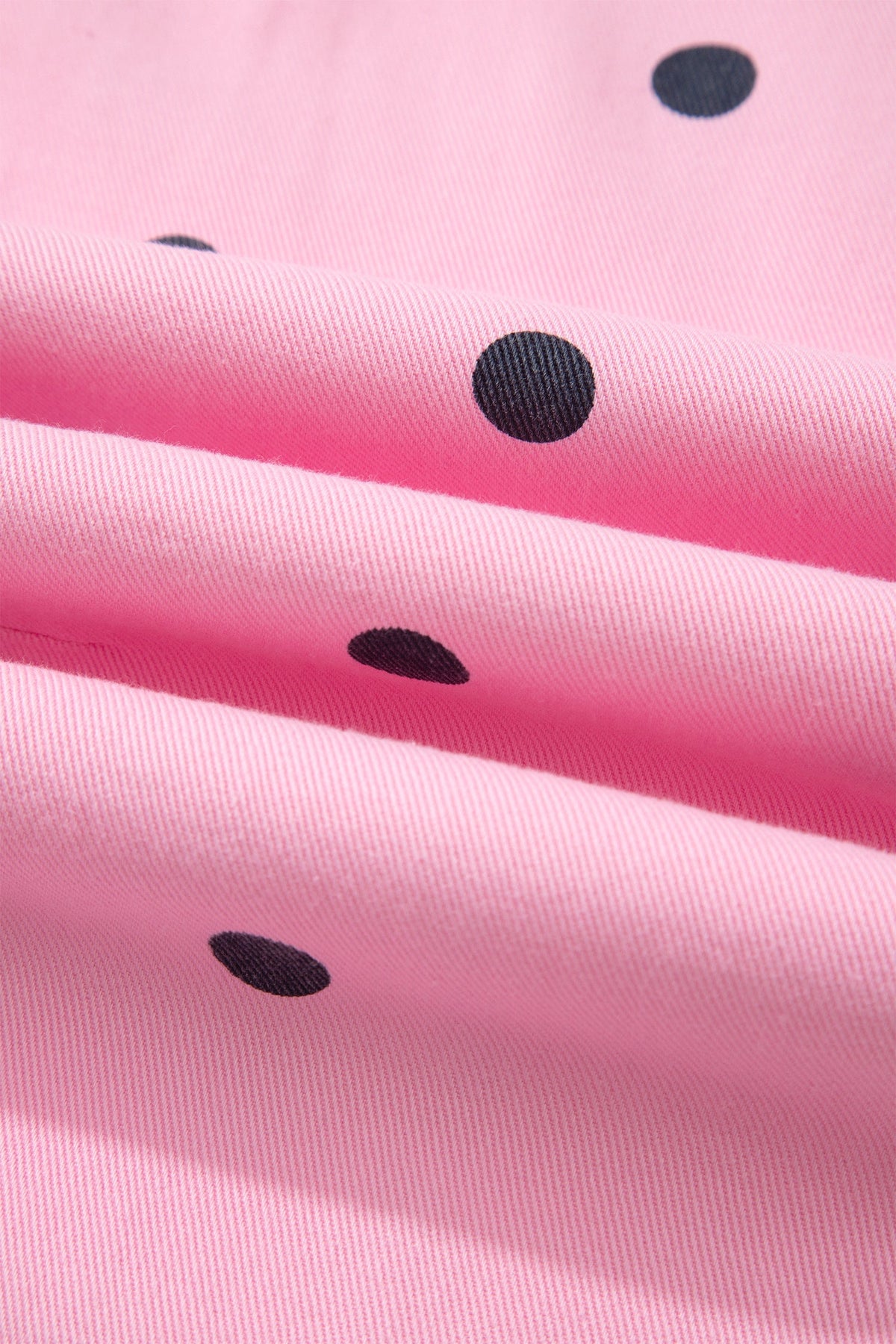 Polka Dot Denim Barrel Leg Overalls Jumpsuit