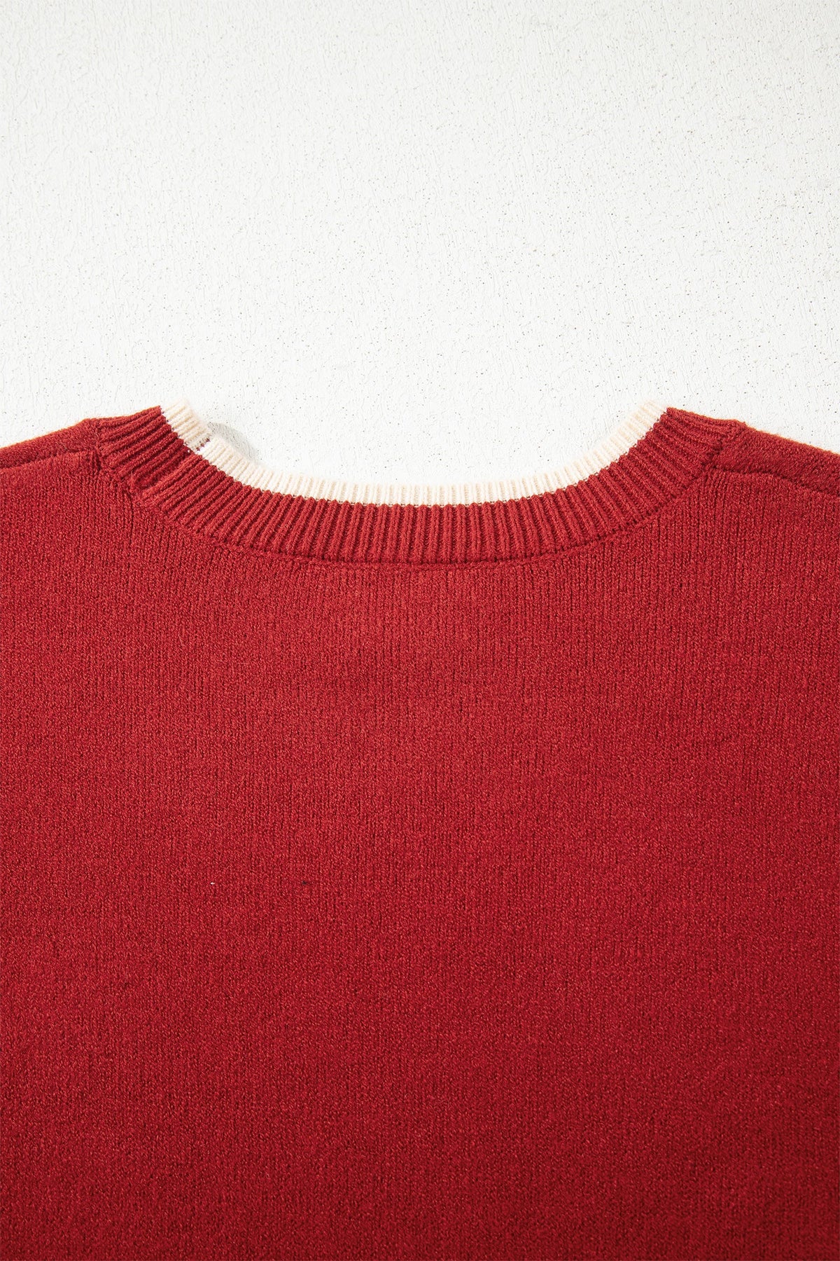 Leopard Bow Split Cuff Contrast Trim Sweater