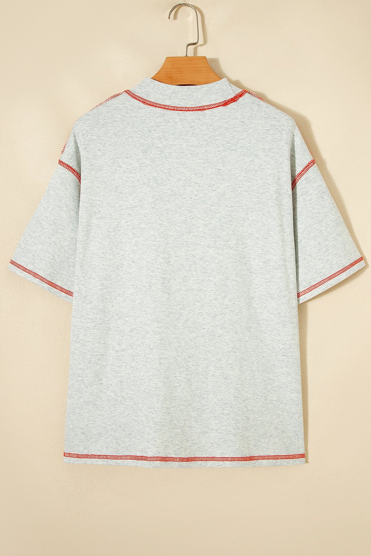Reversible Contrast Stitching Mock Neck T-Shirt