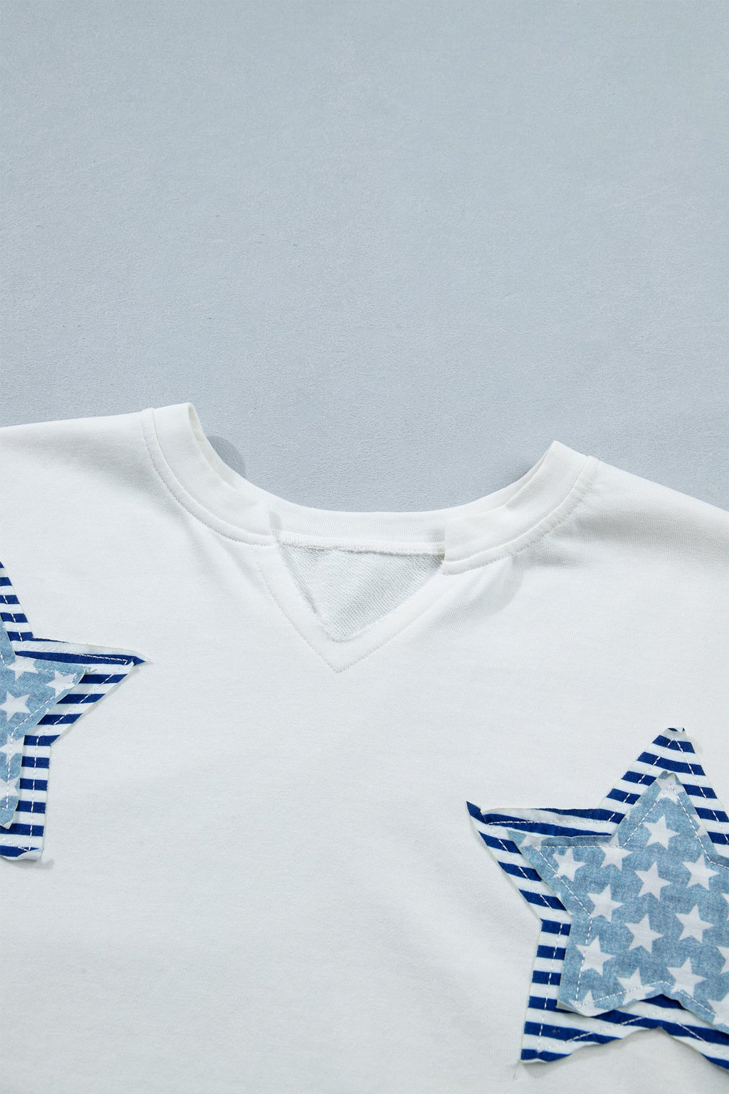 USA Star Patchwork Mineral Wash Notched Neck Tee