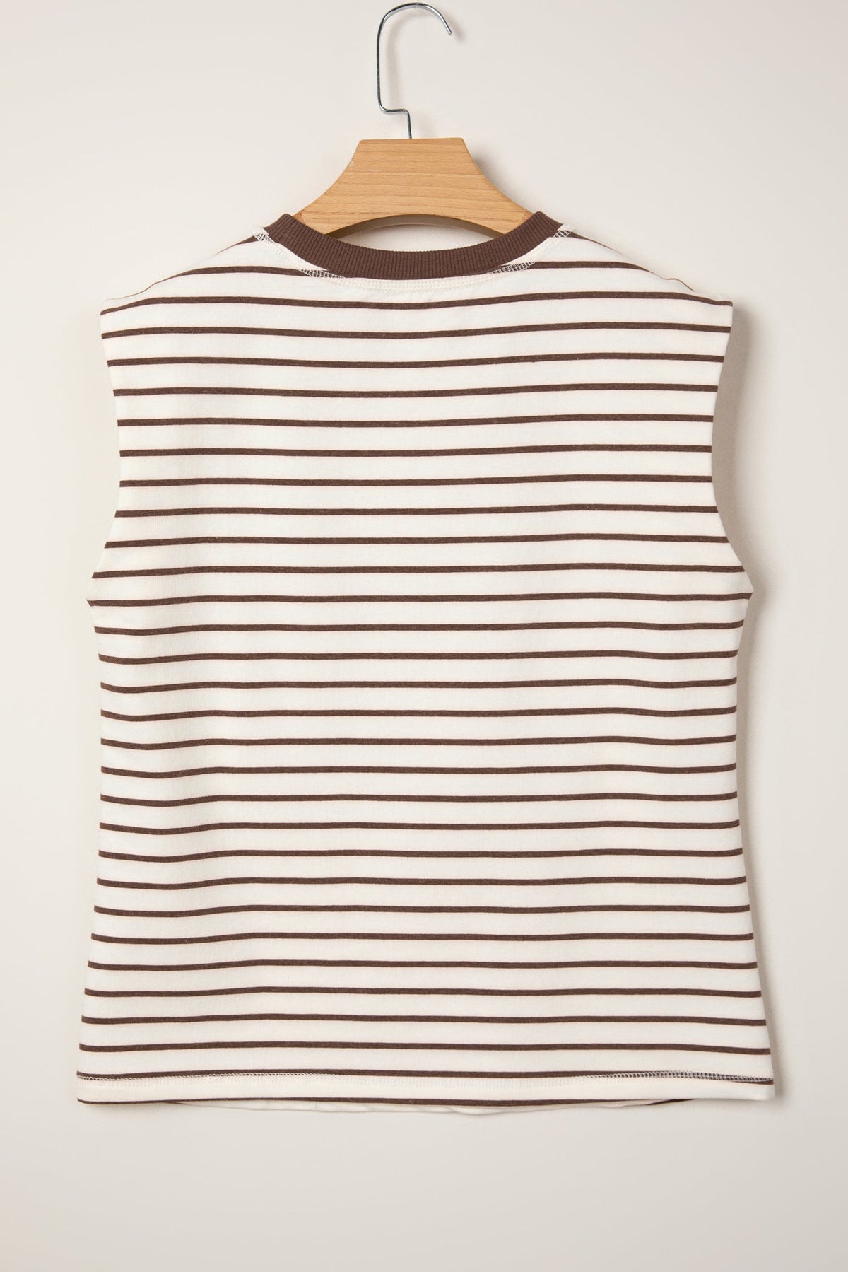 Stripe Ribbed Trim Round Neck Tank Top