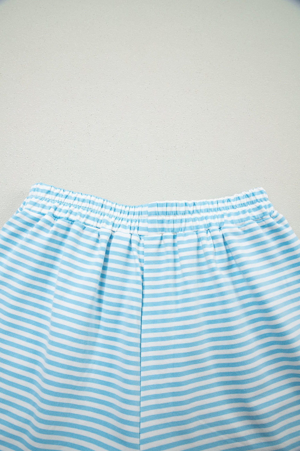 Stripe Oversized Mock Neck Sweatshirt & Shorts Set