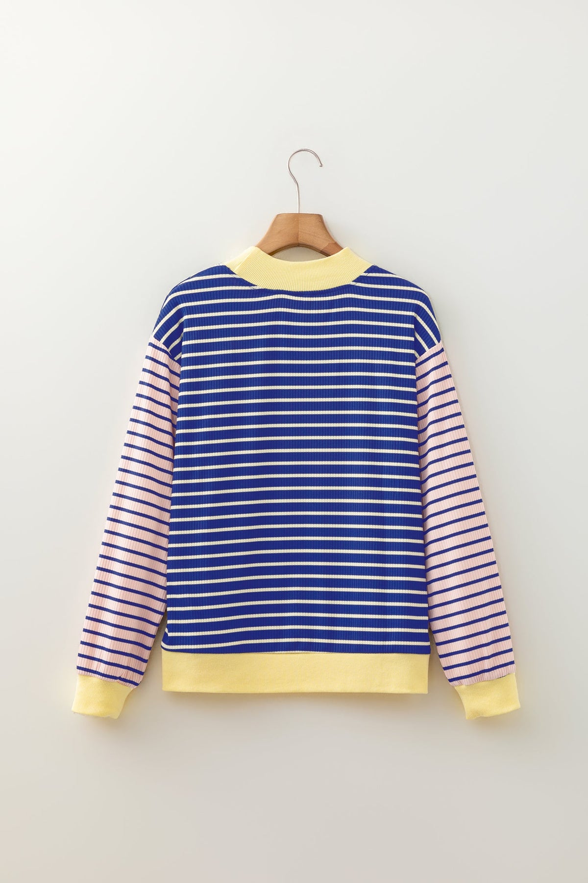 Stripe Colorblock Long Sleeve Crewneck Pullover Top