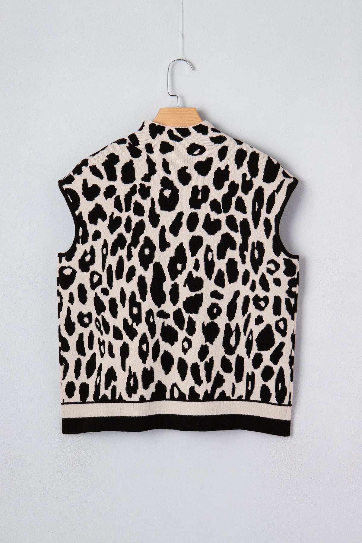 Leopard Mock Neck Short Sleeve Sweater