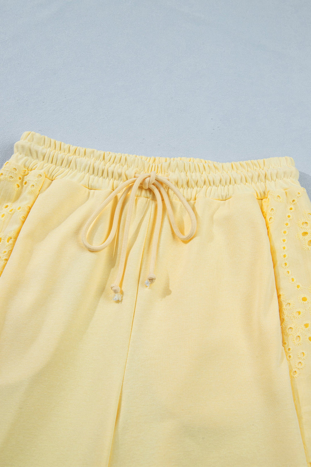 Solid Embroidered Eyelet Patchwork Top & Pants Set