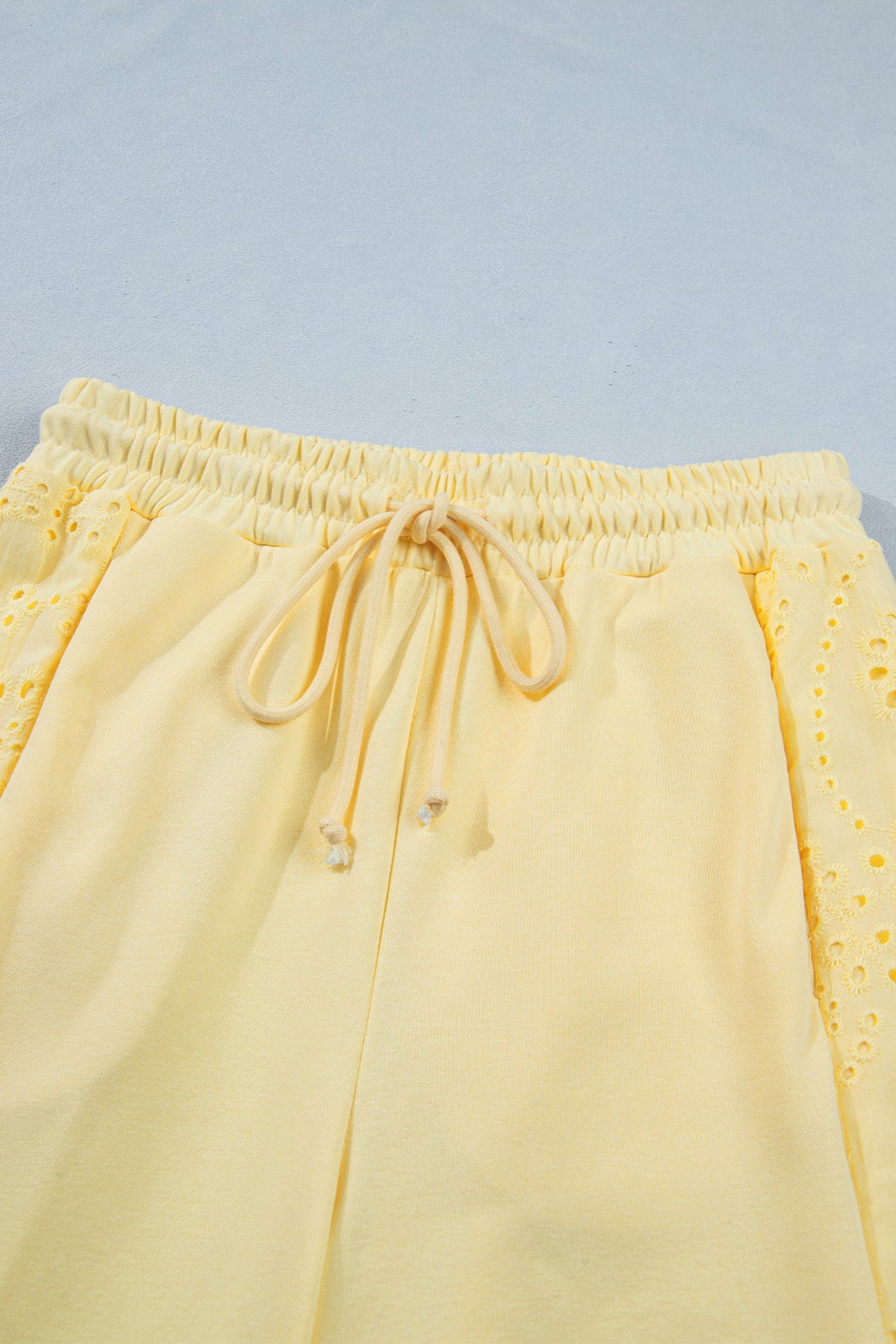 Solid Embroidered Eyelet Patchwork Top & Pants Set