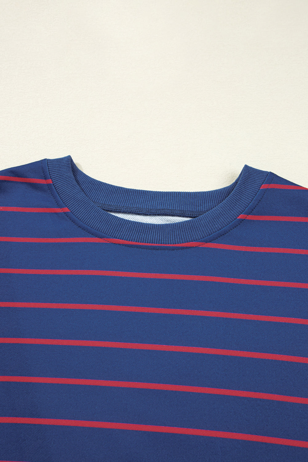 Stripe Overlap Drop Shoulder Pullover Sweatshirt