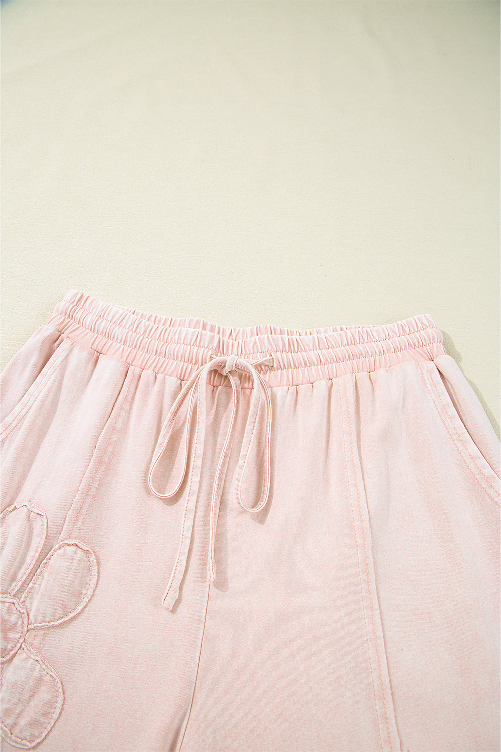 Floral Patch Mineral Wash Terry Knit Pants
