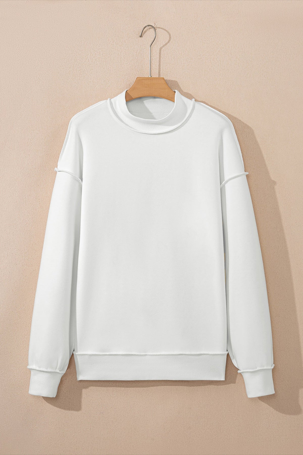 Solid Mock Neck Drop Shoulder Oversize Sweatshirt