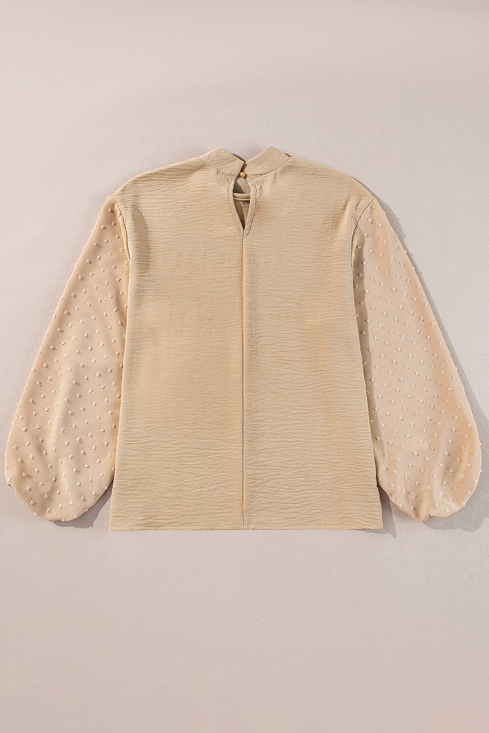 Solid Swiss Dot Balloon Sleeve Blouse
