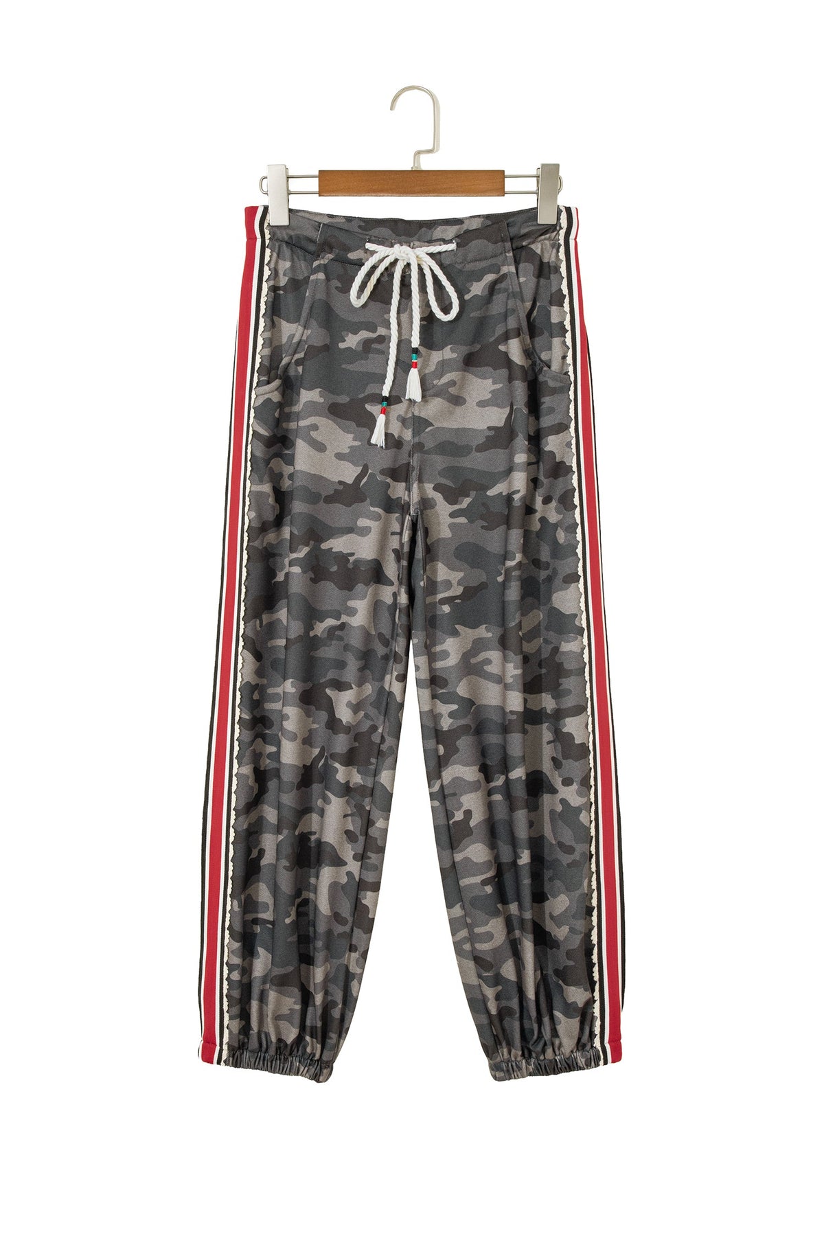 Camo Side Stripe Panel Drawstring Pants