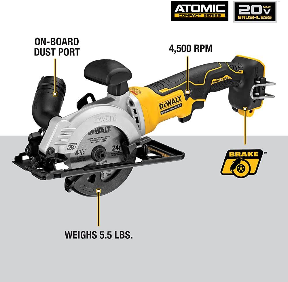 DEWALT DCS571P1 ATOMIC 20V MAX* Circular Saw Kit, 4-1/2-Inch