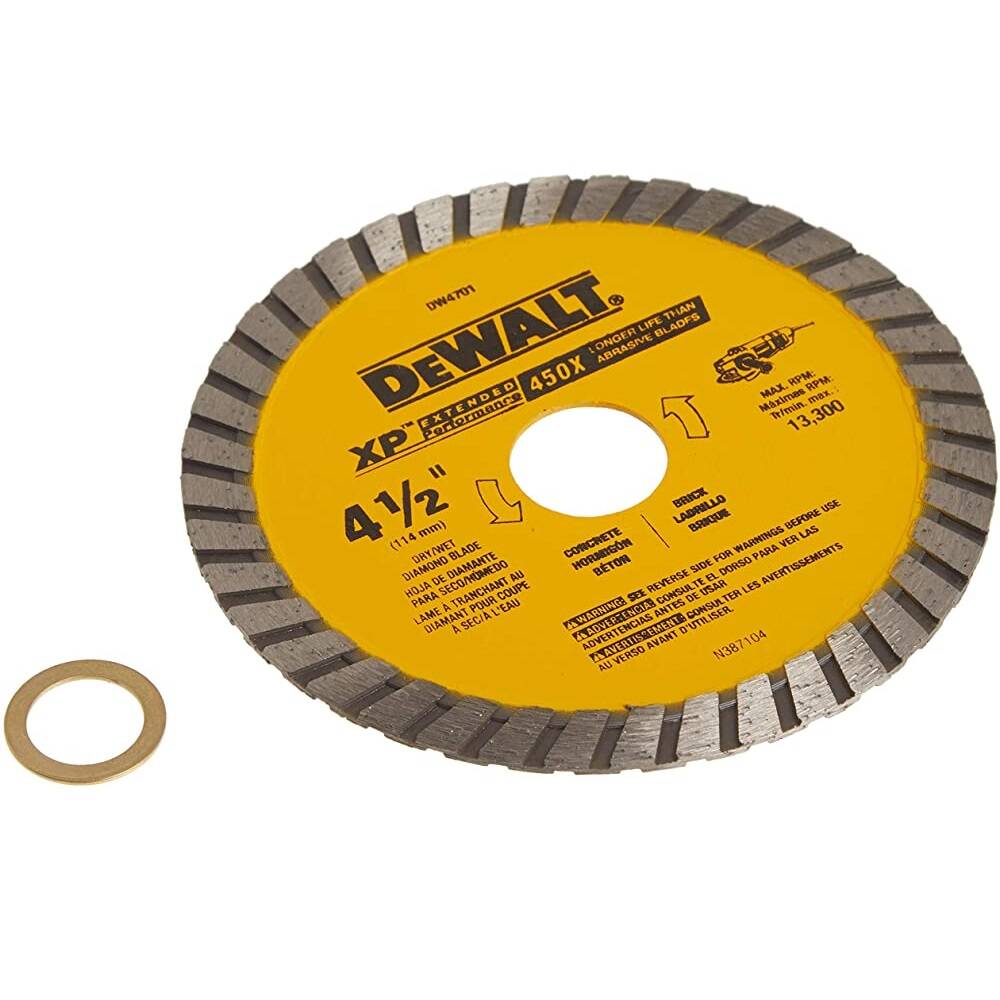 DEWALT DW4701 Diamond Blade, Dry or Wet Cutting, Continuous Rim, 7/8-Inch Arbor, 4-1/2-Inch