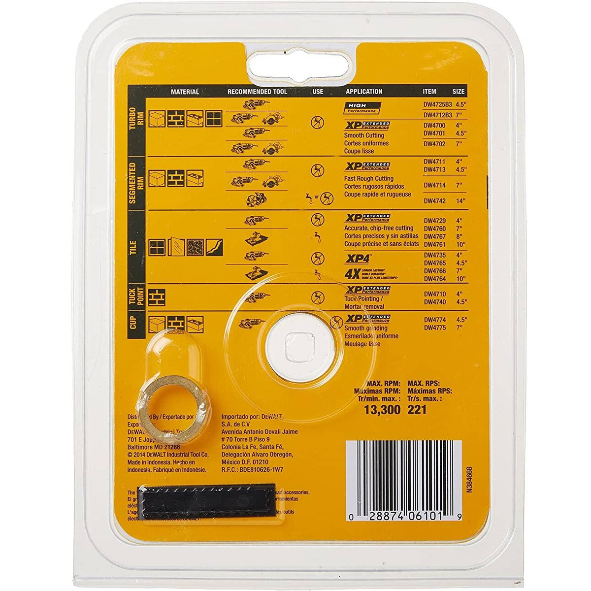 DEWALT DW4701 Diamond Blade, Dry or Wet Cutting, Continuous Rim, 7/8-Inch Arbor, 4-1/2-Inch