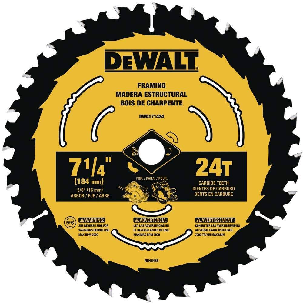 DEWALT DWA171424 7-1/4-Inch 24-Tooth Circular Saw Blade