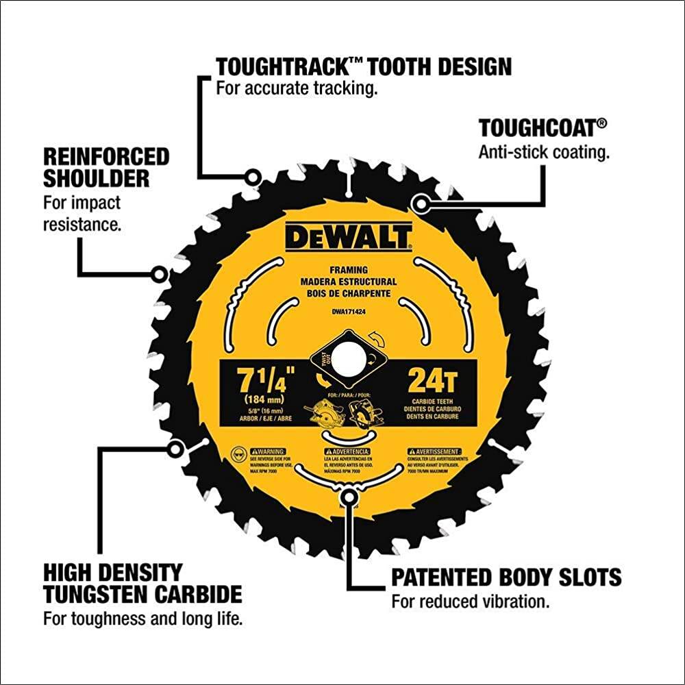 DEWALT DWA171424 7-1/4-Inch 24-Tooth Circular Saw Blade