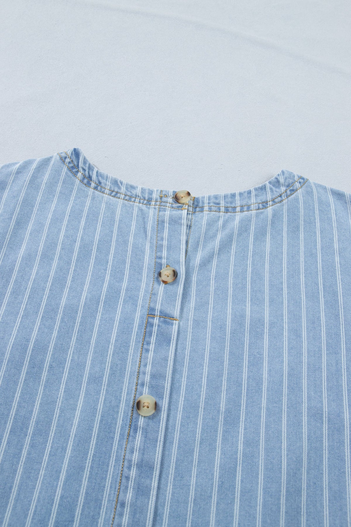 Stripe Denim Buttoned Back Mini T-Shirt Dress