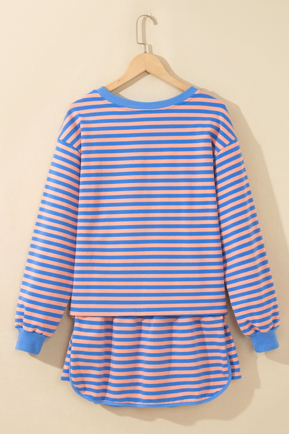 Stripe Long Sleeve Pullover & Drawstring Skort Set