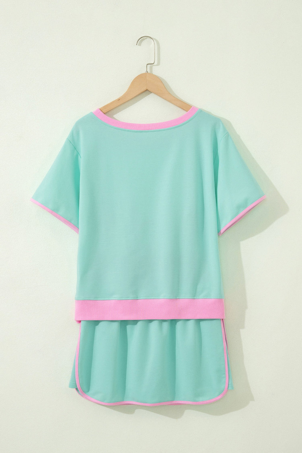 Colorblock Drop Shoulder T-Shirt & Skort Set