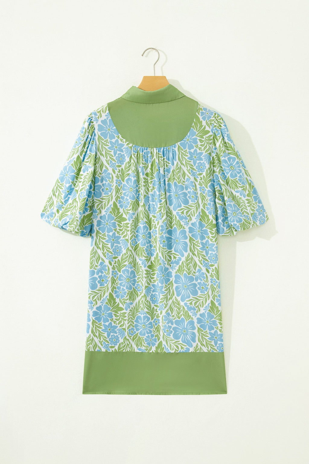Floral Colorblock Patchwork Collar Mini Dress