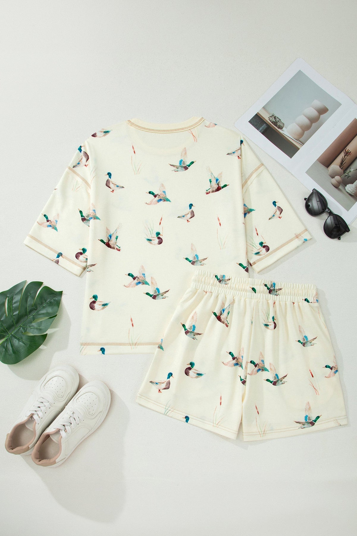 Mallard Duck Oversized Tee & Elastic Shorts Set