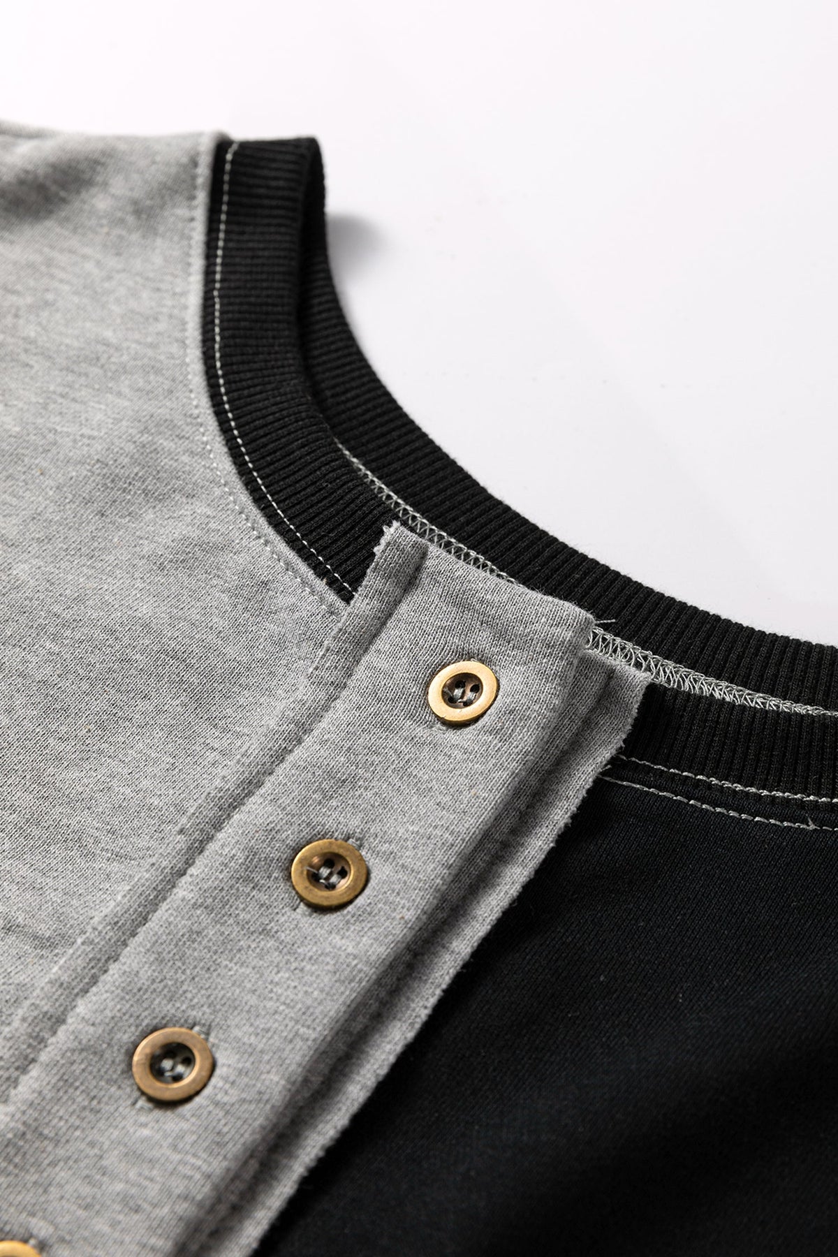 Colorblock Crewneck Henley Sweatshirt