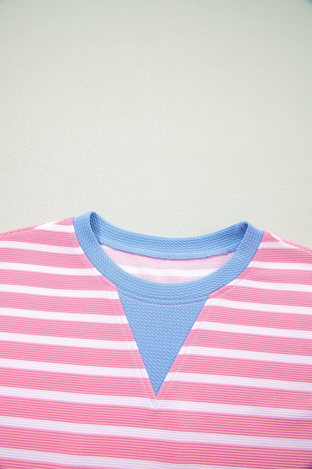 Stripe Contrast Trim Short Sleeve Top