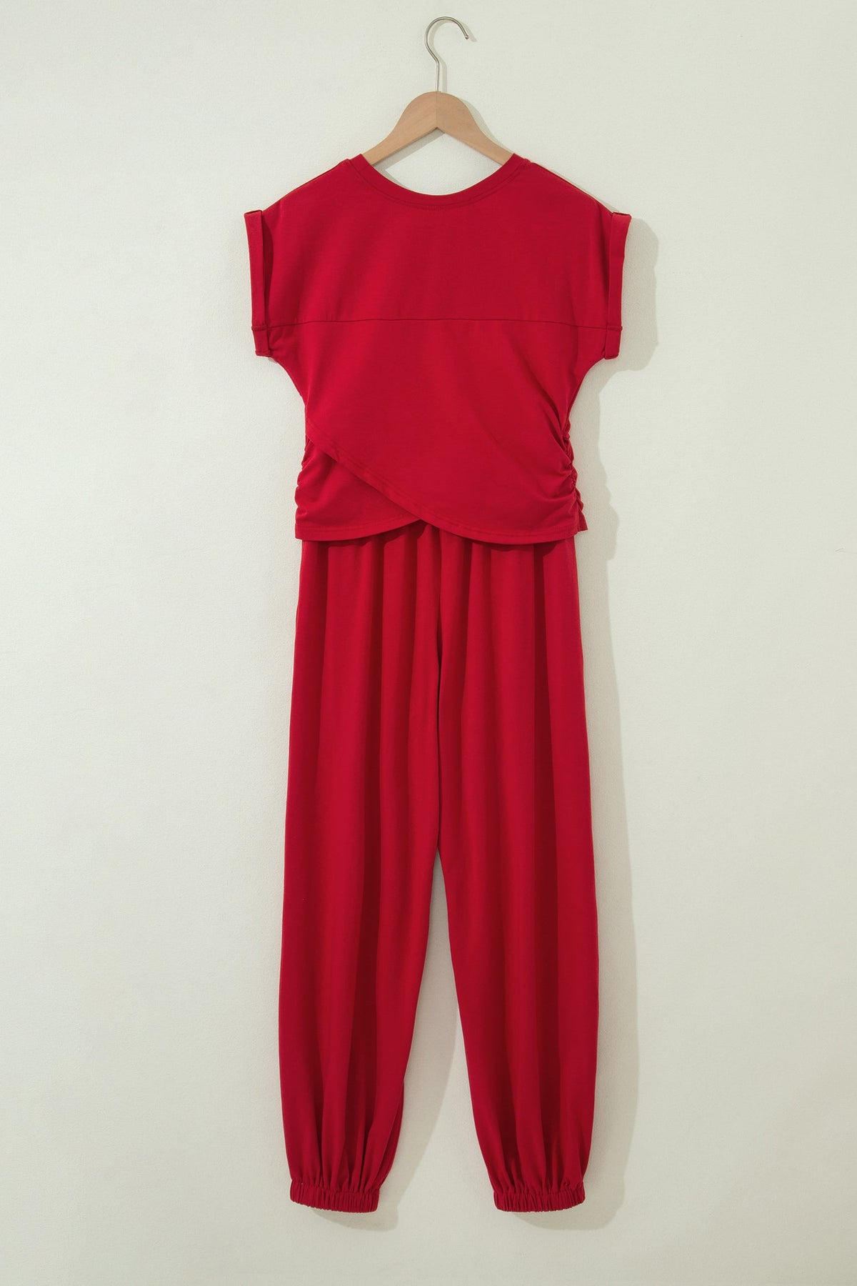 Solid Cropped Top & Jogger Pants Set