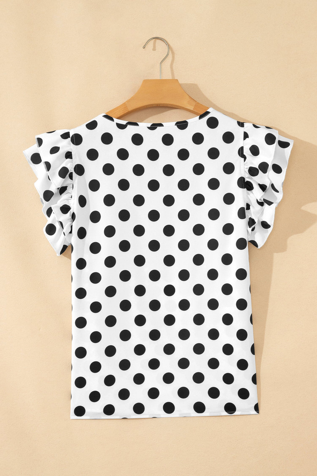 Polka Dot Ruffle Short Sleeve Blouse