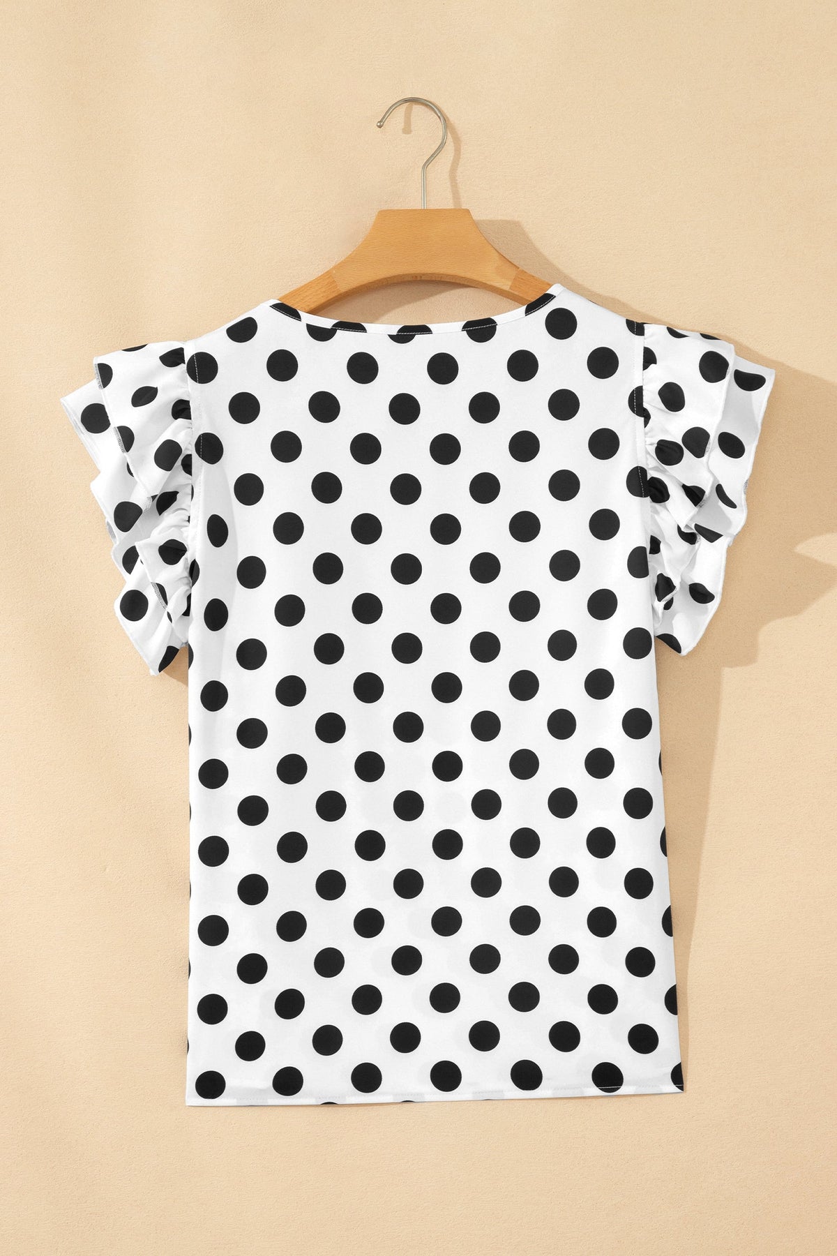 Polka Dot Ruffle Short Sleeve Blouse