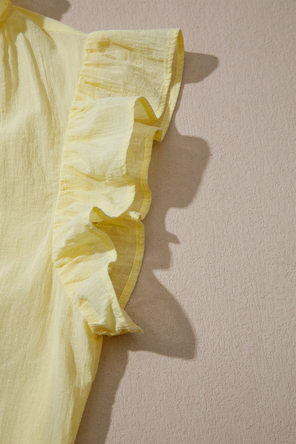 Solid Ruffle Trim V-Neck Sleeveless Top