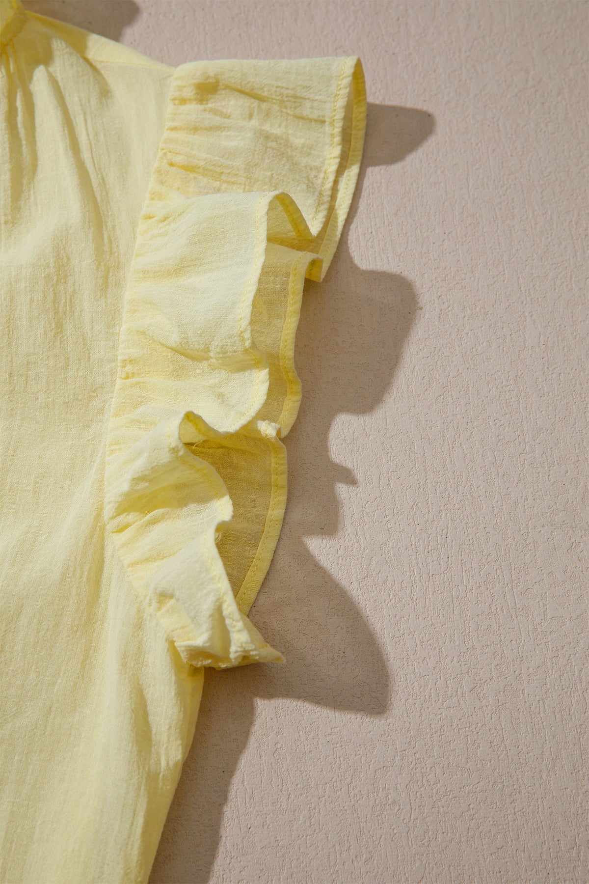 Solid Ruffle Trim V-Neck Sleeveless Top