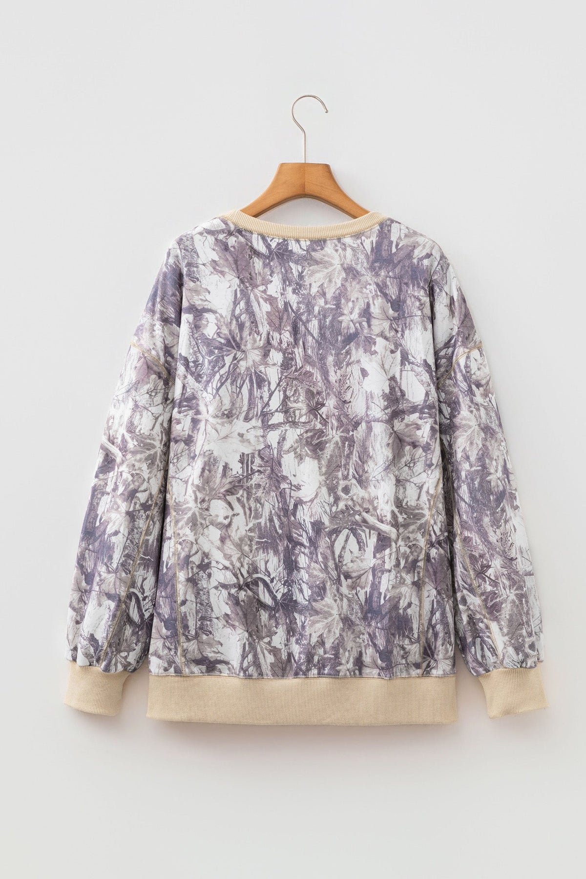 Camo Colorblock Trim Side Split Tunic Sweatshirt