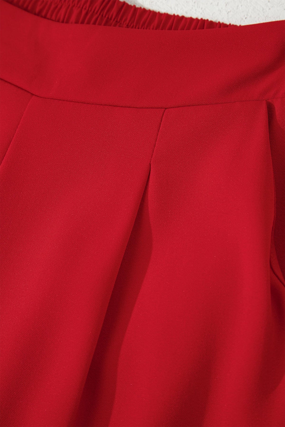 Solid Pleated Pull-On Straight Leg Pants