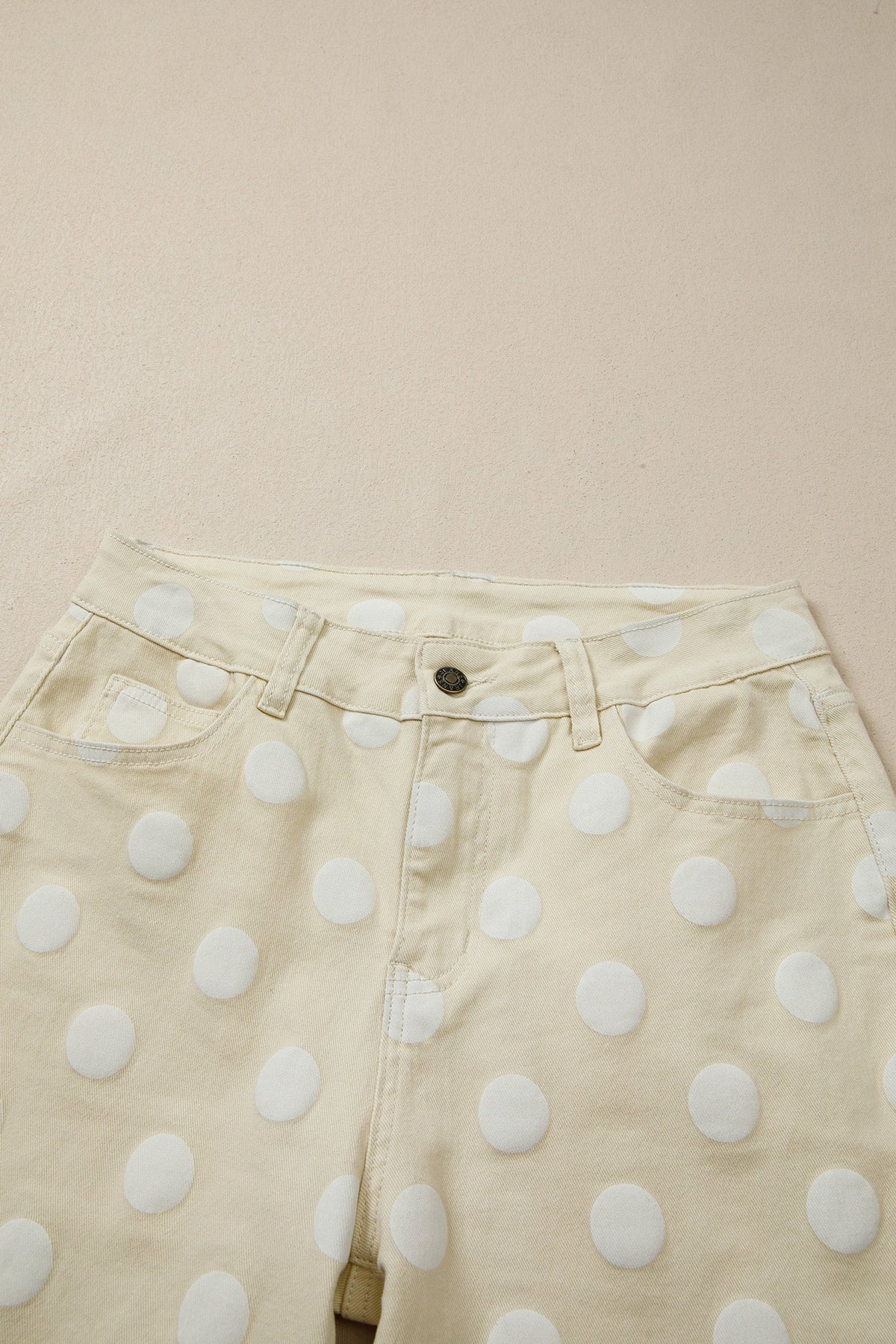 Sky Blue Polka Dot Print Raw Hem Shift Jeans